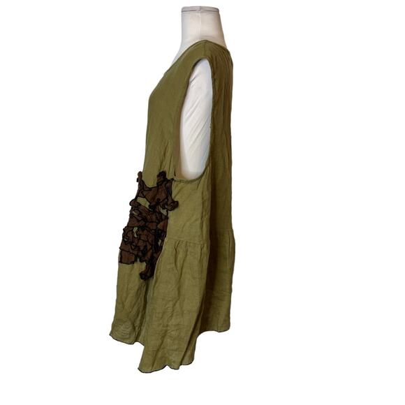Sarah Clemens green brown abstract tunic sz M - Picture 2 of 6